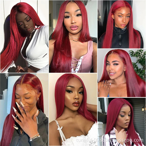 Factory Direct 150% 180% Density HD Transparent Lace 99J color Human Hair Wigs for beautiful woman